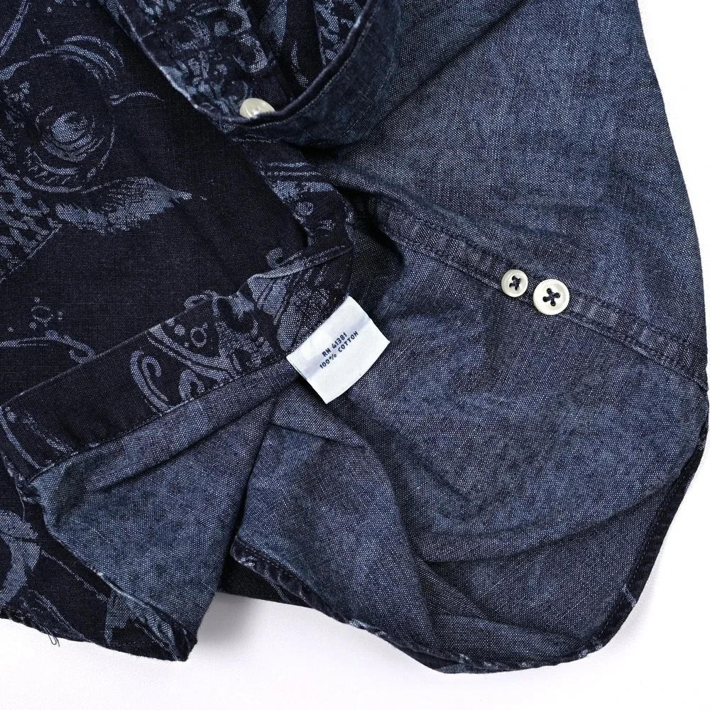Polo Ralph Lauren‎ Slim Fit Button Up Shirt Men's L Blue Koi Fish All Over Print